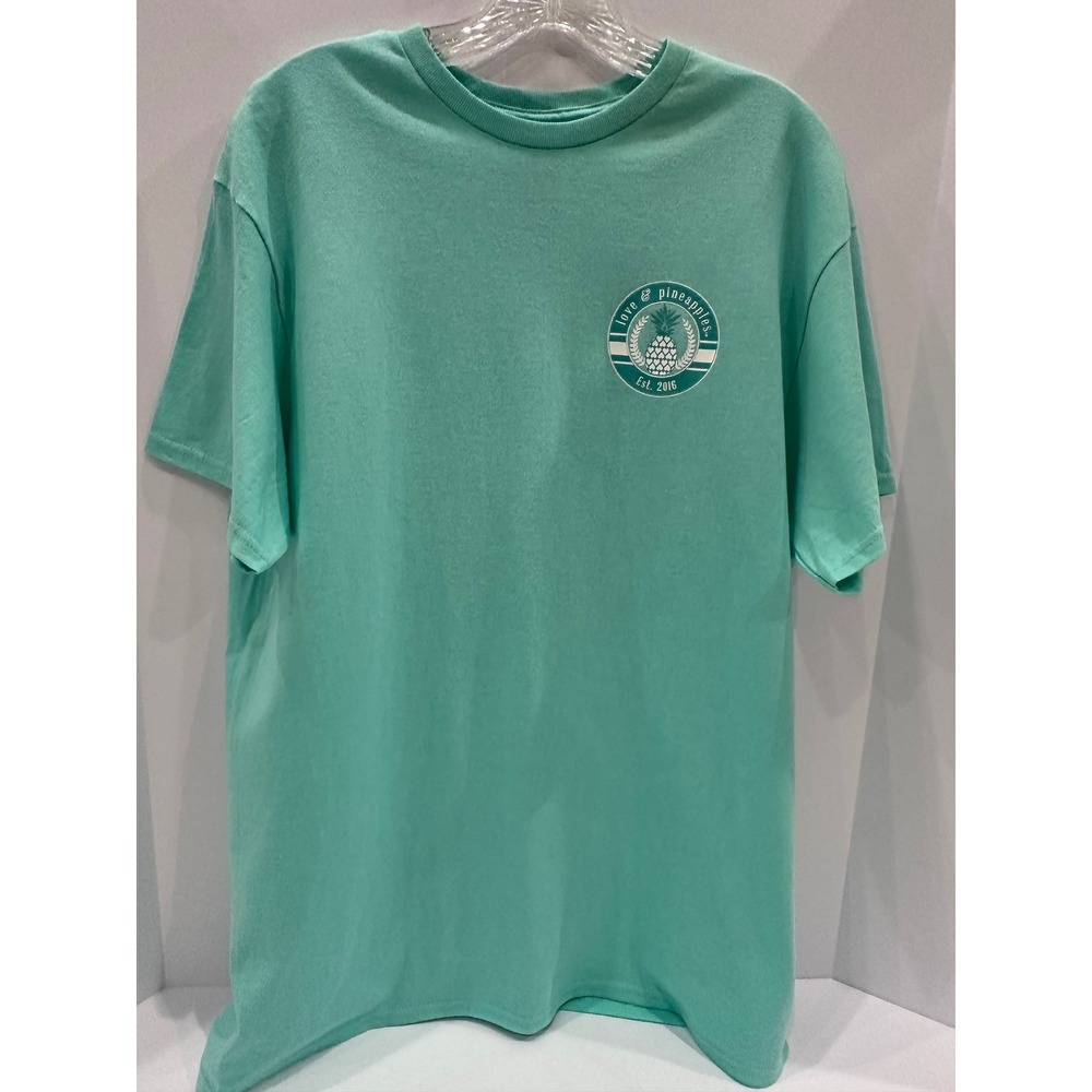 Love & Pineapples Don't Worry Be Happy Graphic T-Shirt Seafoam Green Large